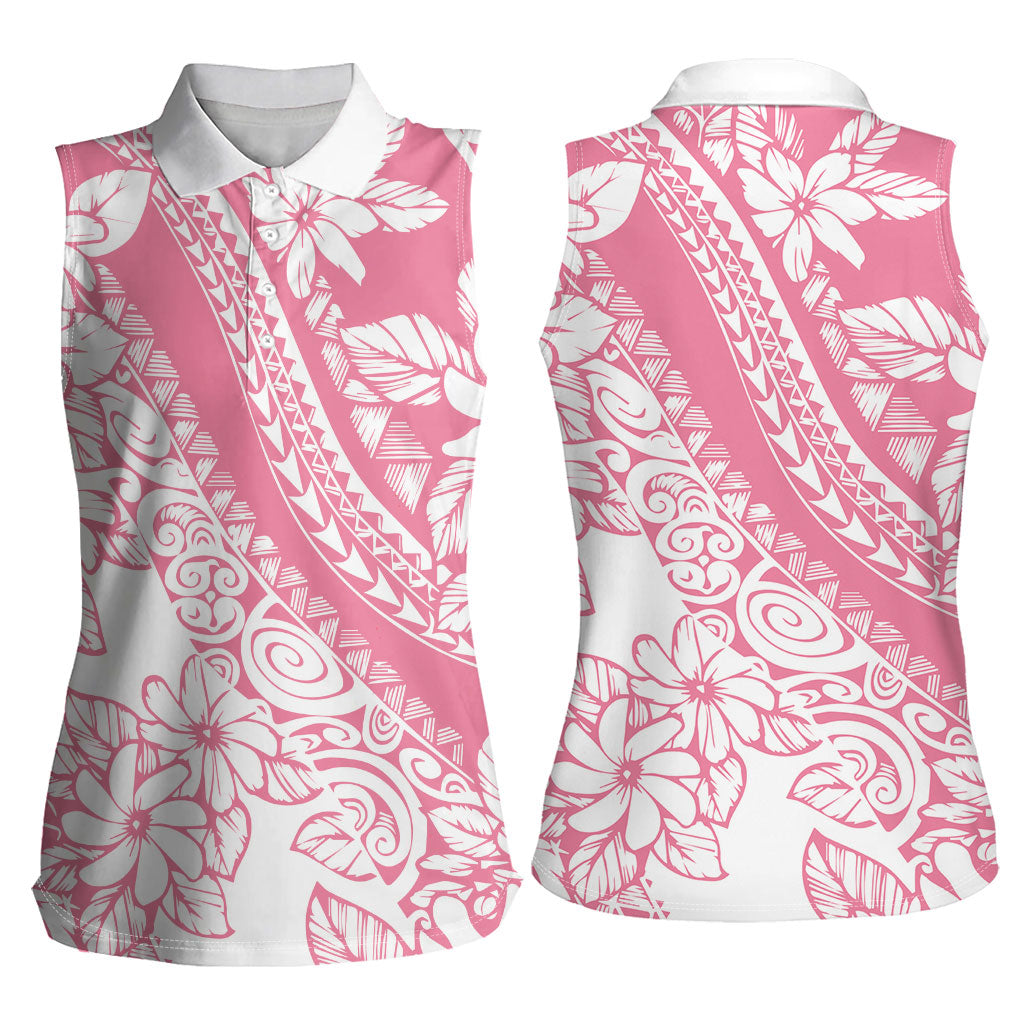 Polynesian Tiare Flower Pink Pastel Vibes Women Sleeveless Polo Shirt LT14 - Polynesian Pride