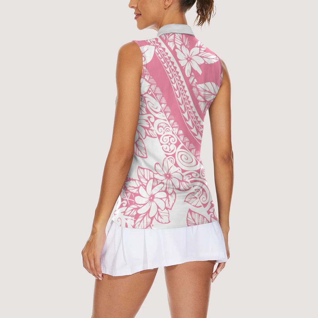 Polynesian Tiare Flower Pink Pastel Vibes Women Sleeveless Polo Shirt LT14 - Polynesian Pride