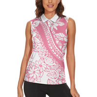 Polynesian Tiare Flower Pink Pastel Vibes Women Sleeveless Polo Shirt LT14 - Polynesian Pride
