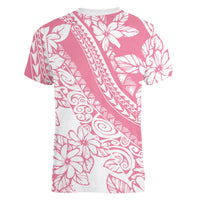 Polynesian Tiare Flower Pink Pastel Vibes Women V-Neck T-Shirt LT14 - Polynesian Pride