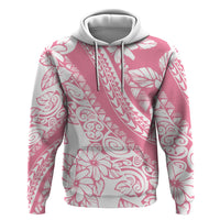 Polynesian Tiare Flower Pink Pastel Vibes Zip Hoodie LT14 Pullover Hoodie Pink - Polynesian Pride
