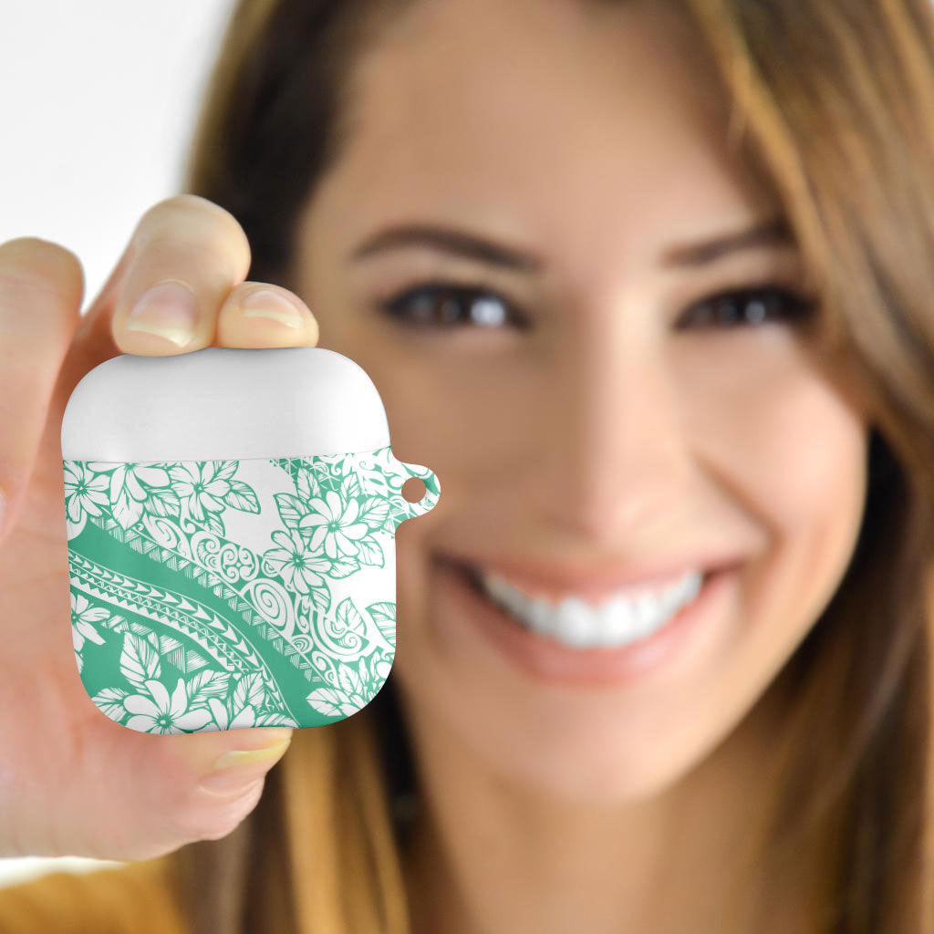 Polynesian Tiare Flower Cyan Pastel Vibes AirPods Case