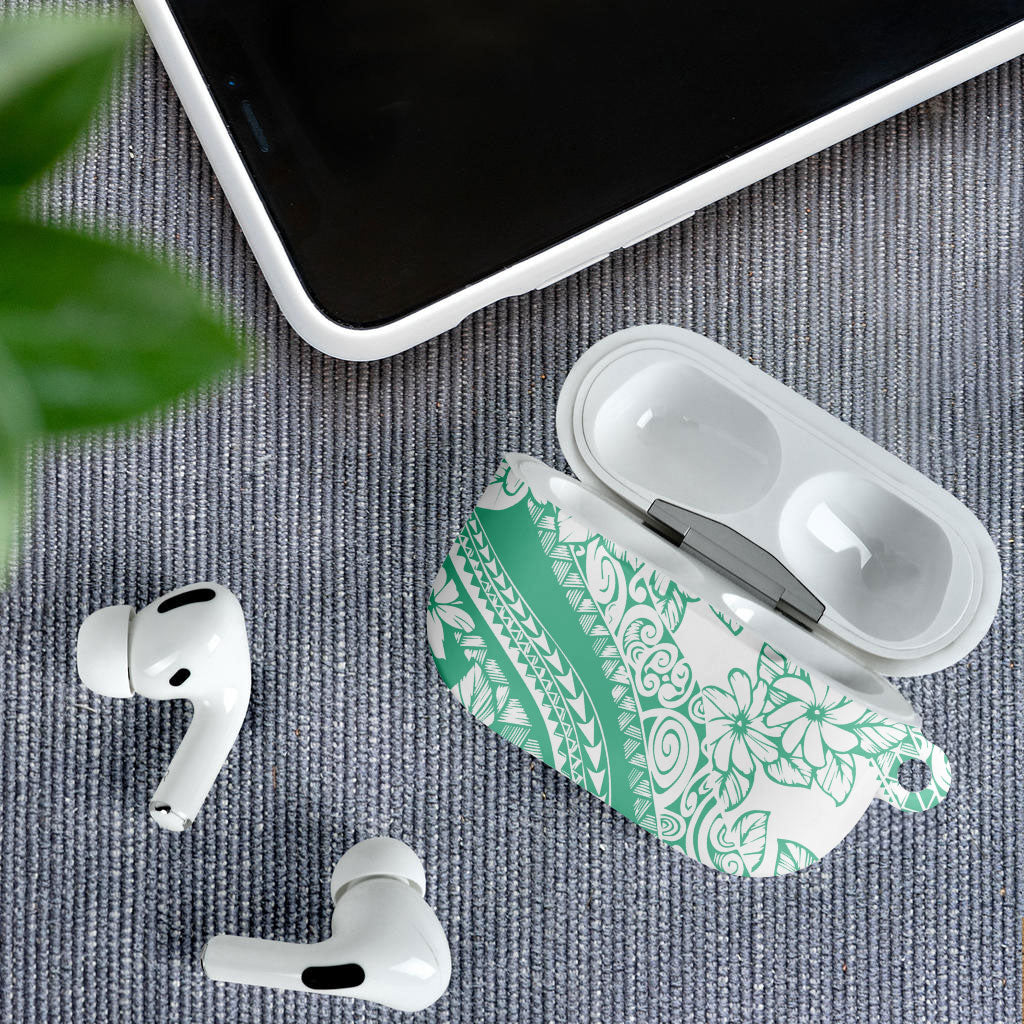 Polynesian Tiare Flower Cyan Pastel Vibes AirPods Case