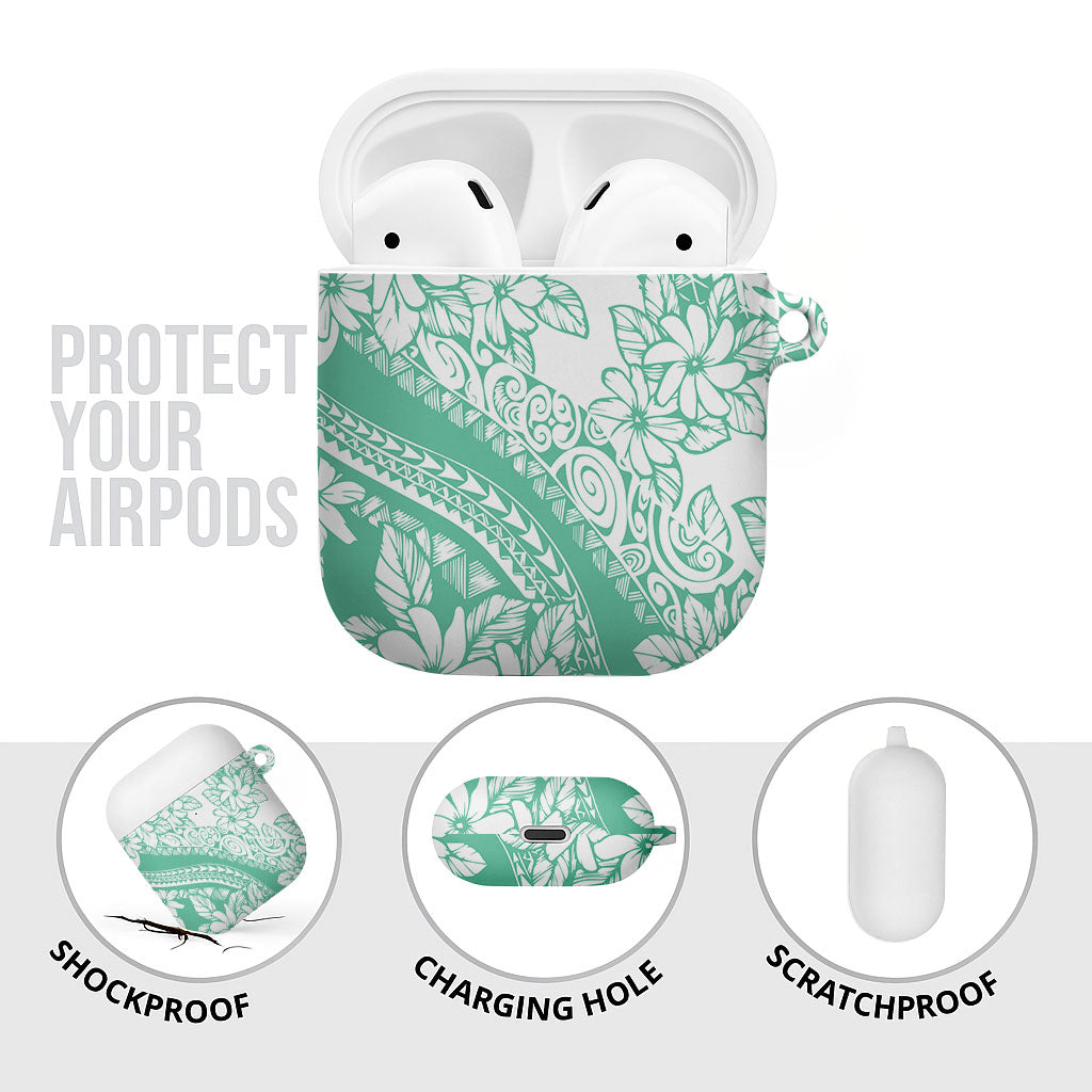 Polynesian Tiare Flower Cyan Pastel Vibes AirPods Case