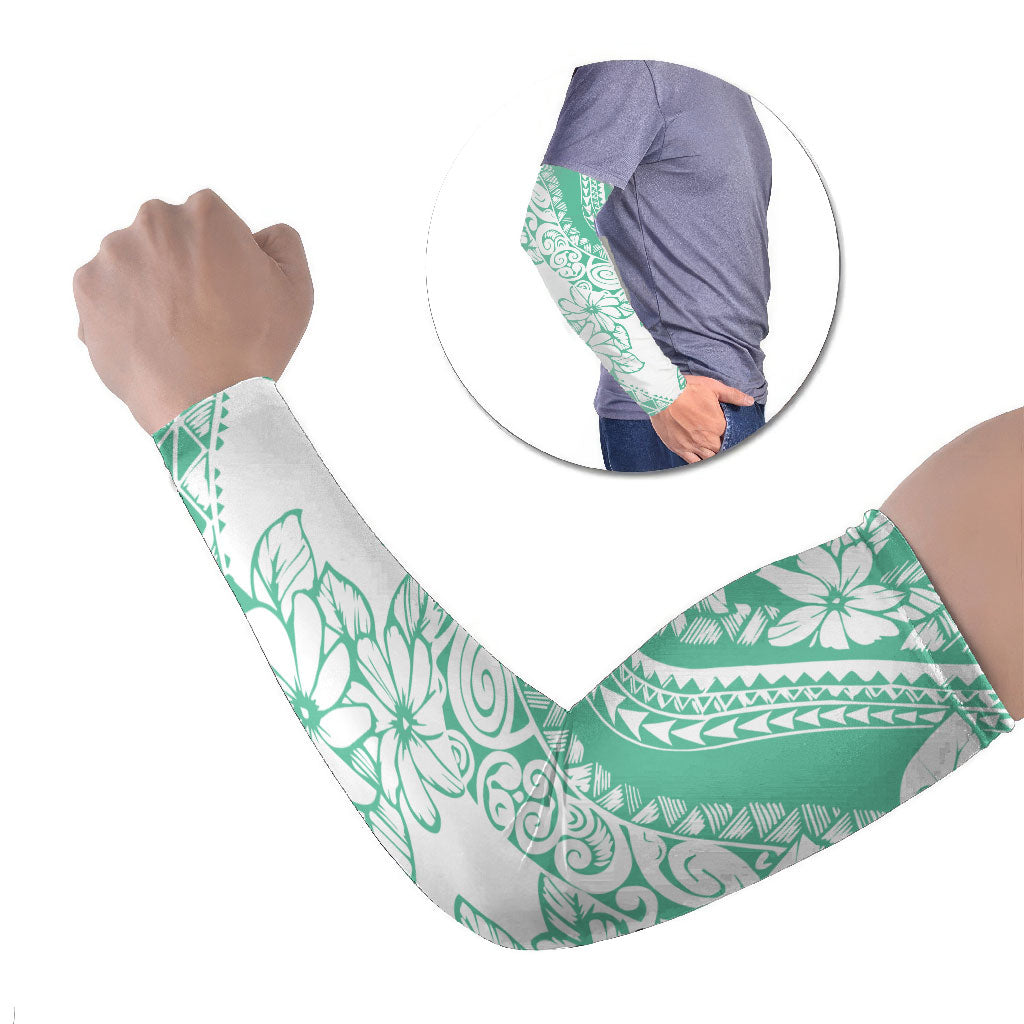 Polynesian Tiare Flower Cyan Pastel Vibes Arm Sleeves LT14 Set of 2 Cyan - Polynesian Pride
