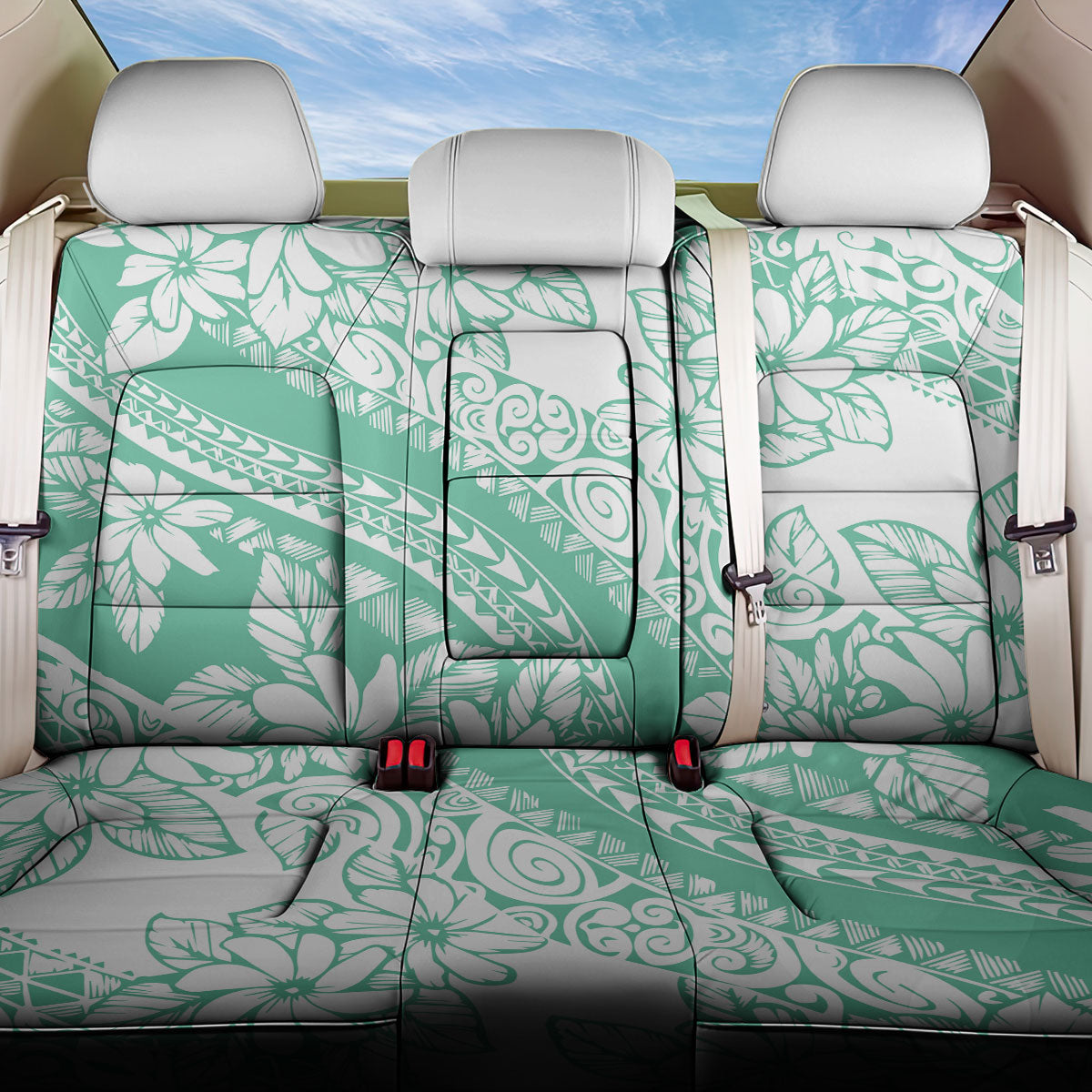 Polynesian Tiare Flower Cyan Pastel Vibes Back Car Seat Cover LT14 One Size Cyan - Polynesian Pride