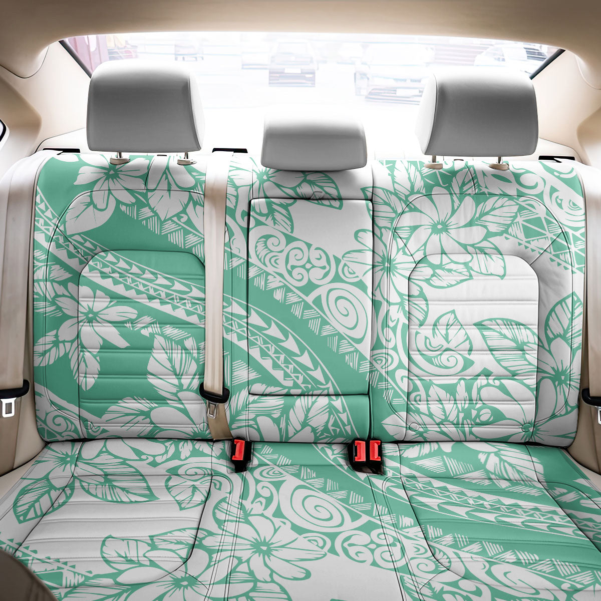 Polynesian Tiare Flower Cyan Pastel Vibes Back Car Seat Cover LT14 - Polynesian Pride