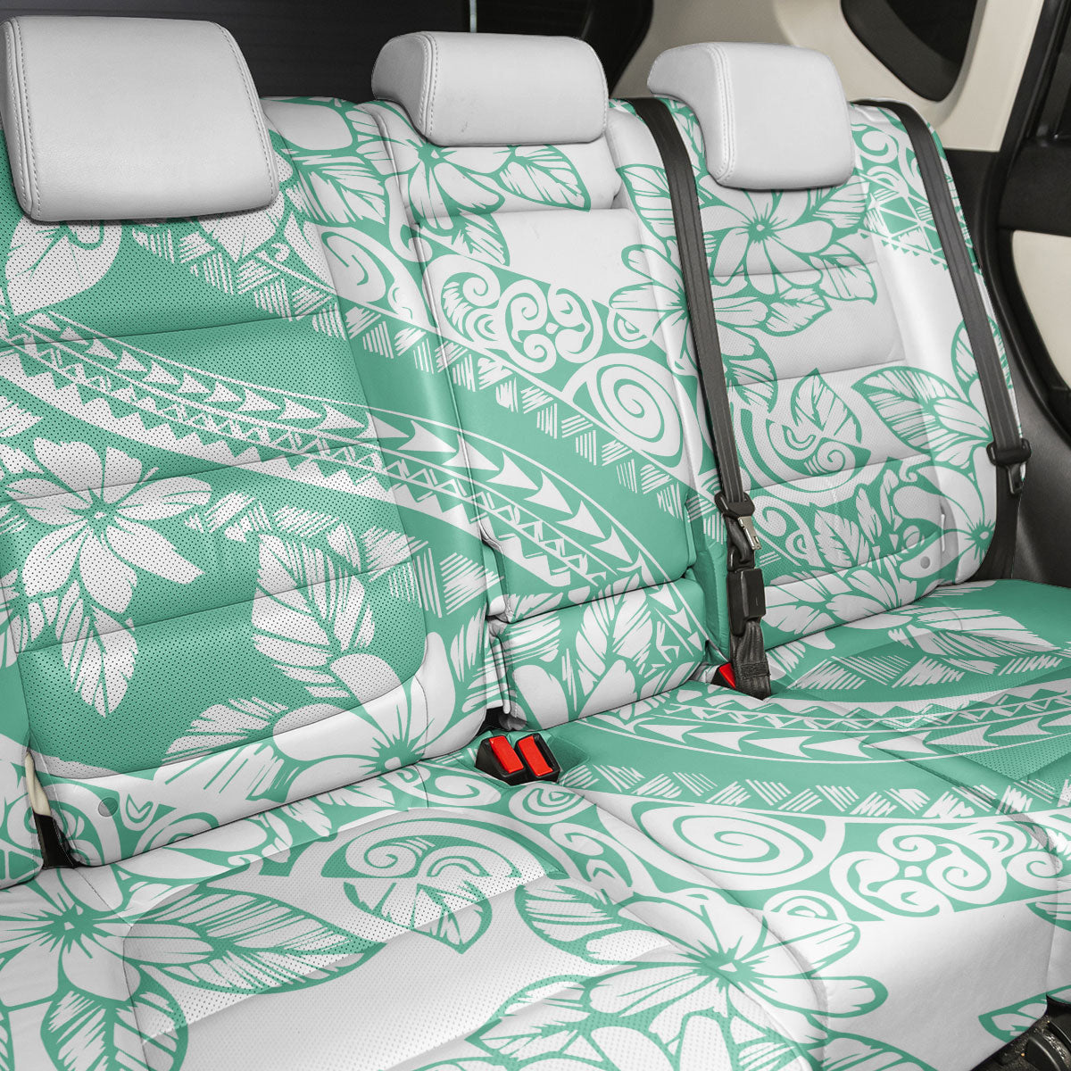 Polynesian Tiare Flower Cyan Pastel Vibes Back Car Seat Cover LT14 - Polynesian Pride