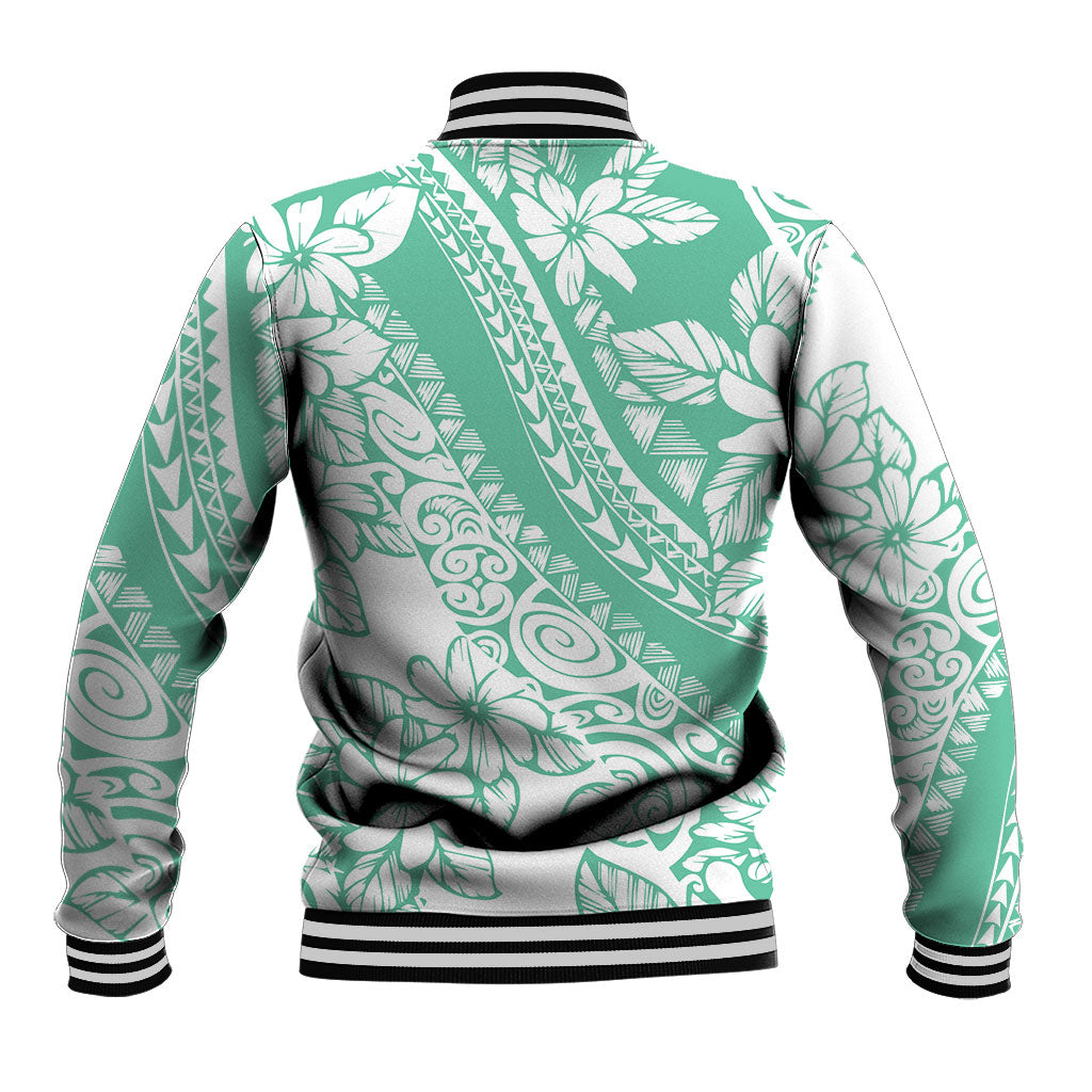 Polynesian Tiare Flower Cyan Pastel Vibes Baseball Jacket LT14 - Polynesian Pride