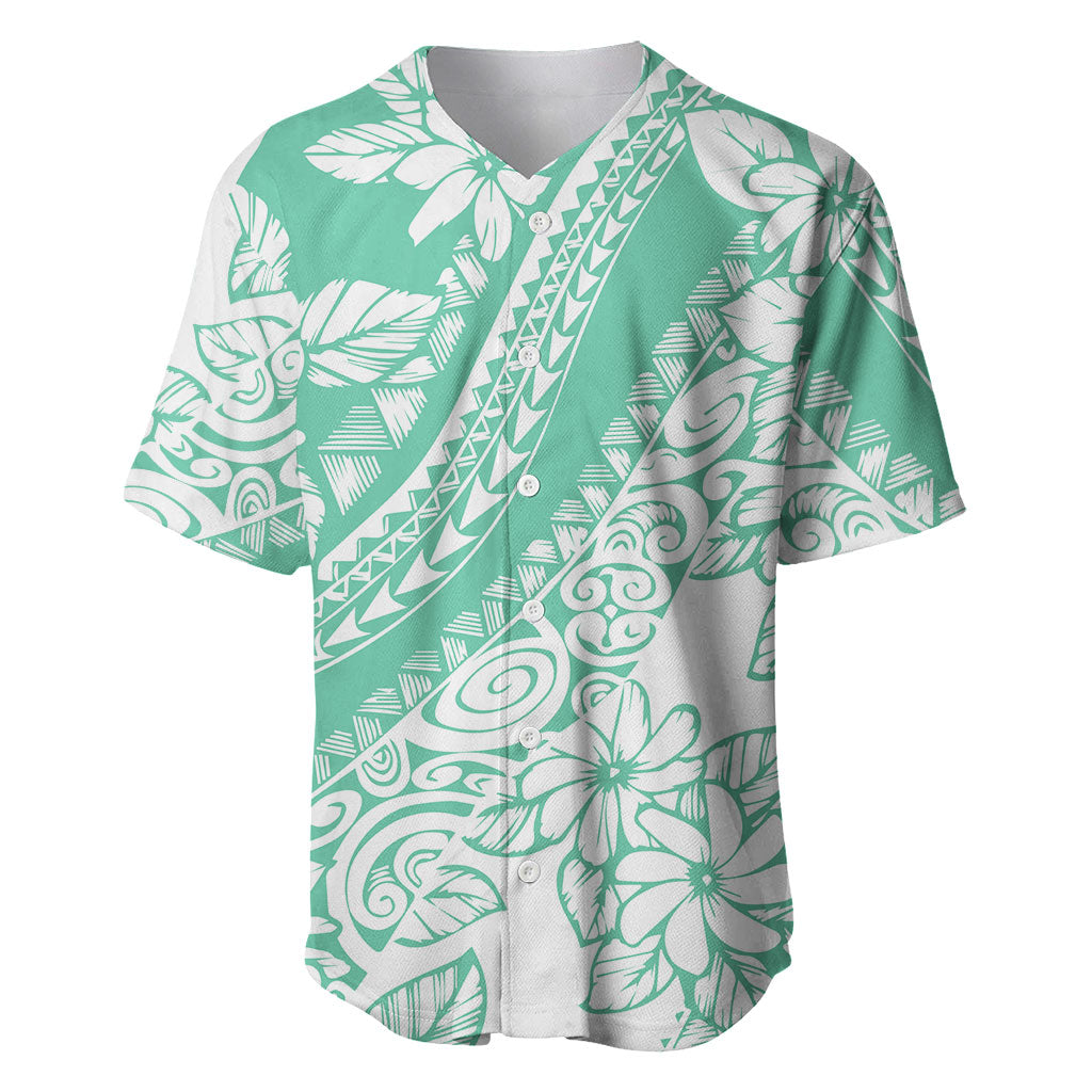 Polynesian Tiare Flower Cyan Pastel Vibes Baseball Jersey LT14 Cyan - Polynesian Pride