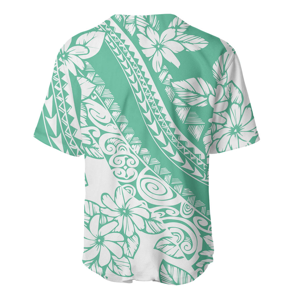 Polynesian Tiare Flower Cyan Pastel Vibes Baseball Jersey LT14 - Polynesian Pride
