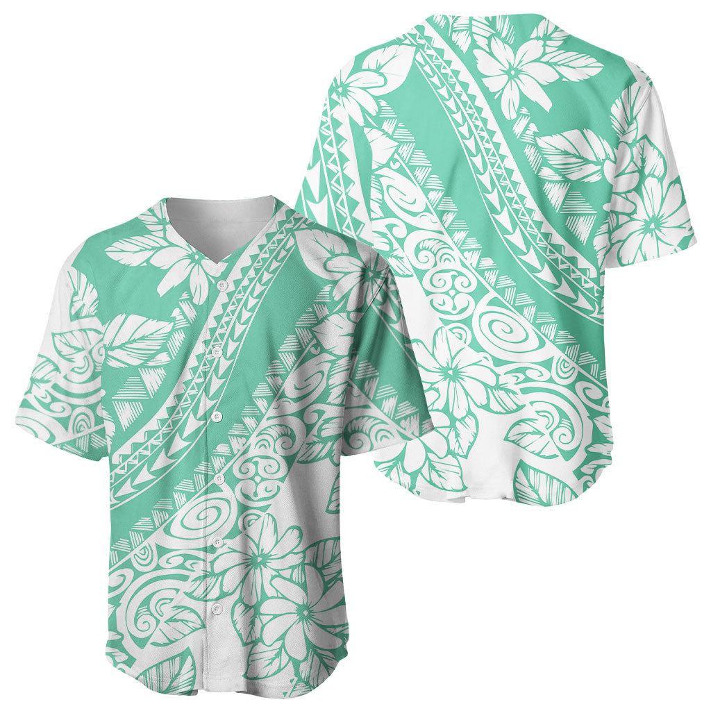Polynesian Tiare Flower Cyan Pastel Vibes Baseball Jersey LT14 - Polynesian Pride