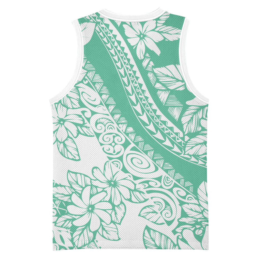Polynesian Tiare Flower Cyan Pastel Vibes Basketball Jersey LT14 - Polynesian Pride
