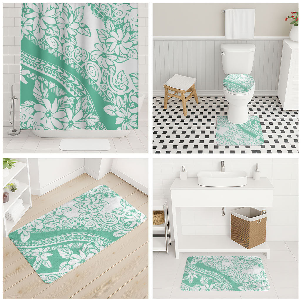 Polynesian Tiare Flower Cyan Pastel Vibes Bathroom Set LT14 - Polynesian Pride