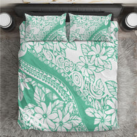 Polynesian Tiare Flower Cyan Pastel Vibes Bedding Set