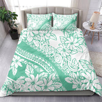 Polynesian Tiare Flower Cyan Pastel Vibes Bedding Set