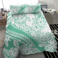 Polynesian Tiare Flower Cyan Pastel Vibes Bedding Set