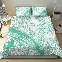 Polynesian Tiare Flower Cyan Pastel Vibes Bedding Set