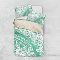 Polynesian Tiare Flower Cyan Pastel Vibes Bedding Set