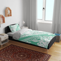 Polynesian Tiare Flower Cyan Pastel Vibes Bedding Set