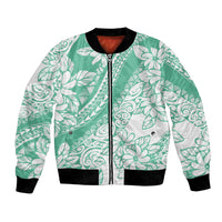 Polynesian Tiare Flower Cyan Pastel Vibes Bomber Jacket
