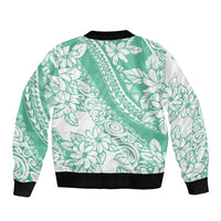Polynesian Tiare Flower Cyan Pastel Vibes Bomber Jacket