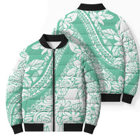 Polynesian Tiare Flower Cyan Pastel Vibes Bomber Puffer Jacket LT14 - Polynesian Pride
