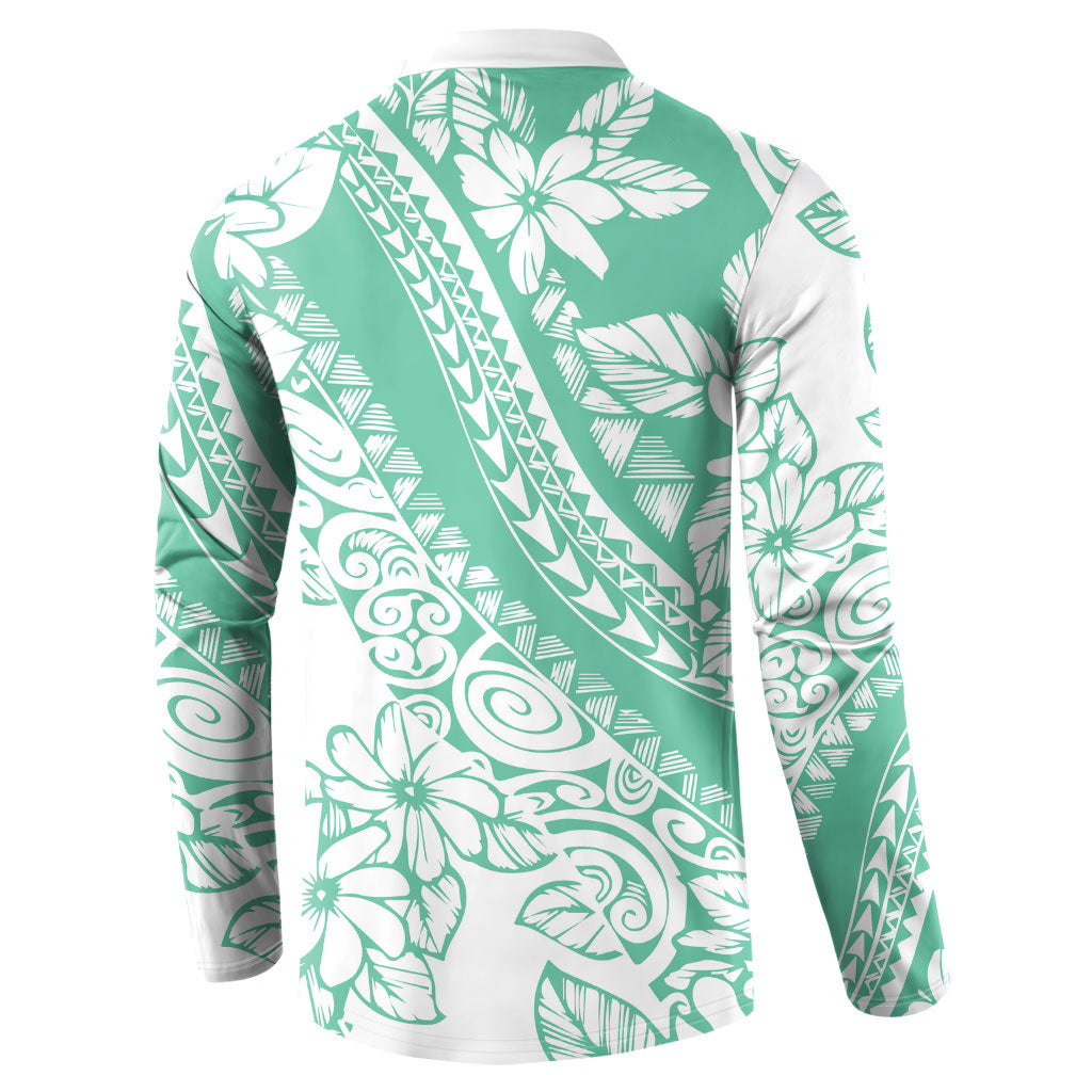 Polynesian Tiare Flower Cyan Pastel Vibes Button Sweatshirt LT14 - Polynesian Pride