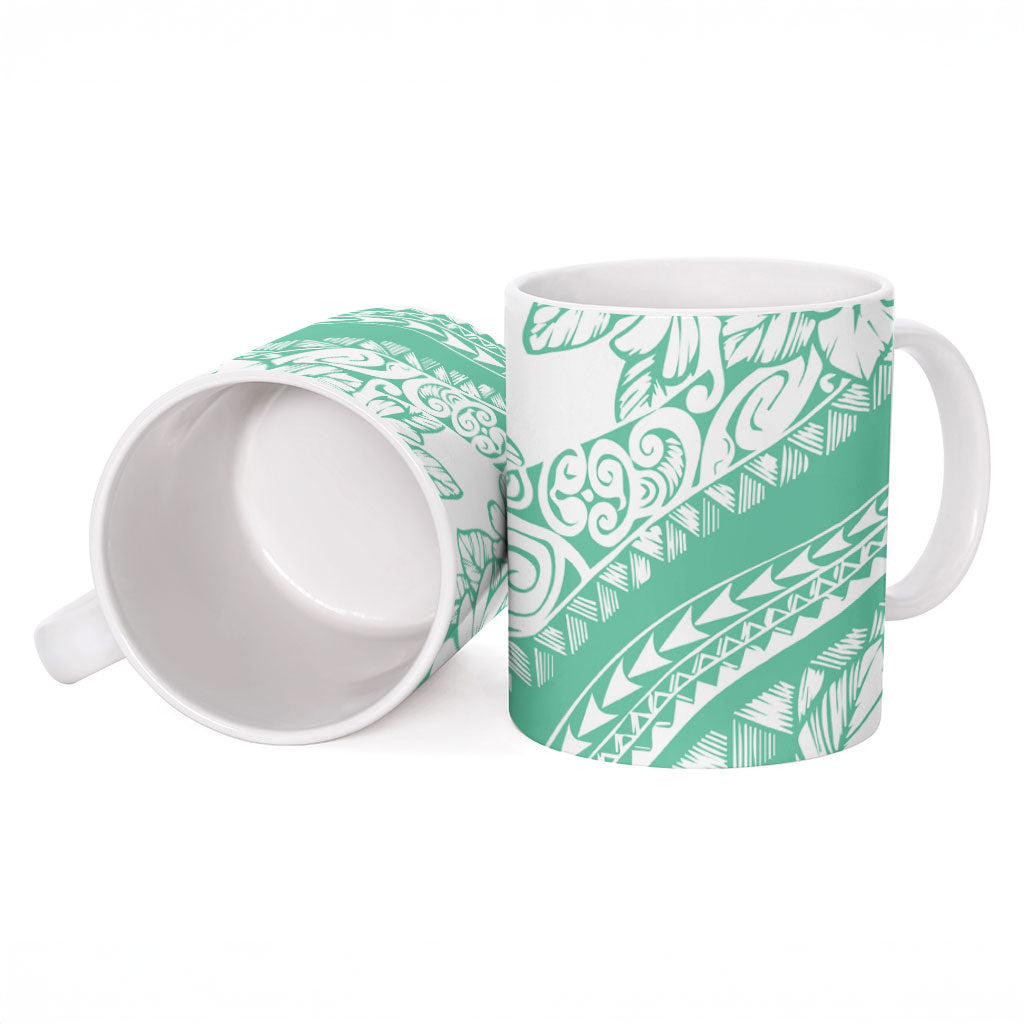 Polynesian Tiare Flower Cyan Pastel Vibes Ceramic Mug LT14 - Polynesian Pride