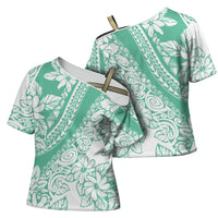 Polynesian Tiare Flower Cyan Pastel Vibes Cross Shoulder Shirt LT14 - Polynesian Pride