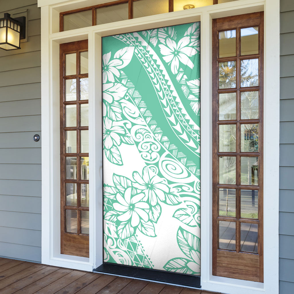 Polynesian Tiare Flower Cyan Pastel Vibes Door Cover LT14 - Polynesian Pride