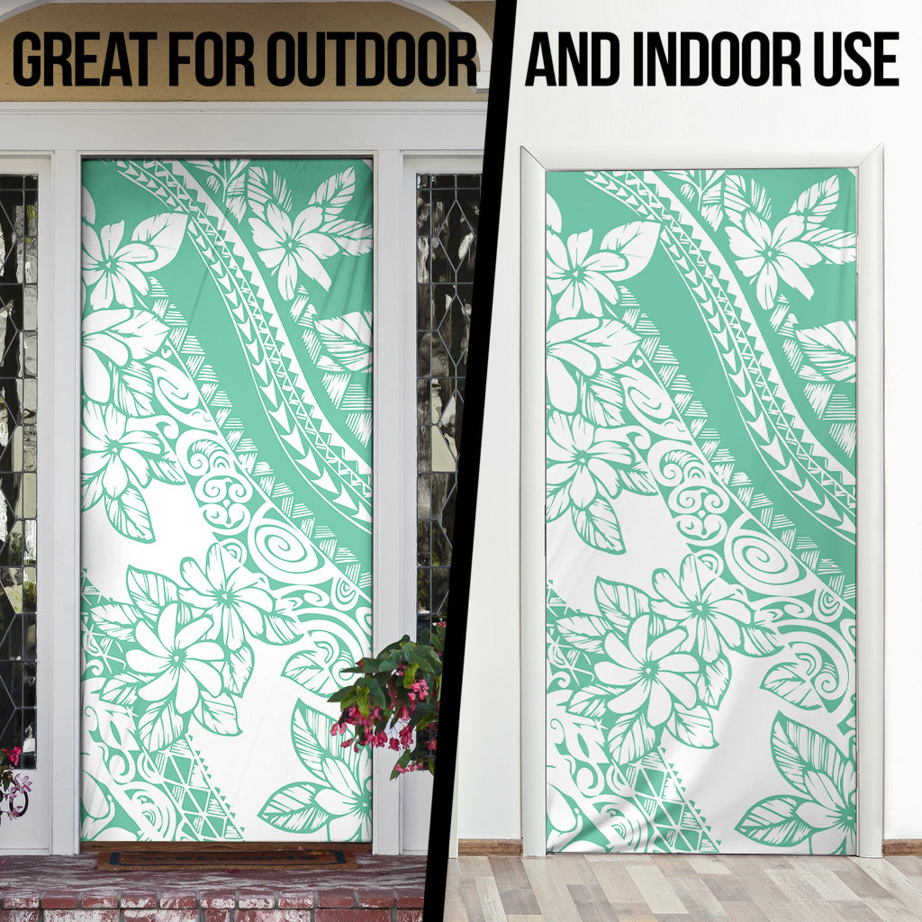 Polynesian Tiare Flower Cyan Pastel Vibes Door Cover LT14 - Polynesian Pride