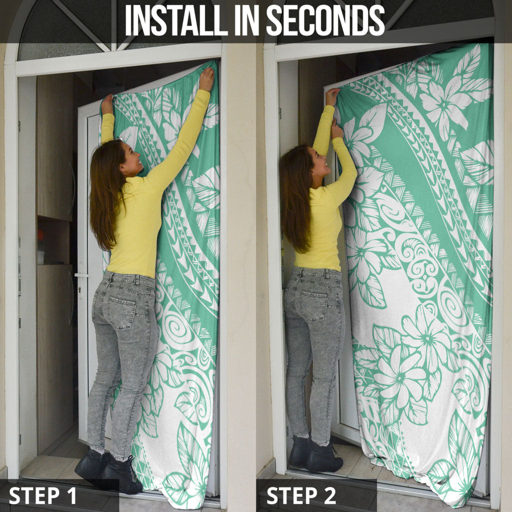 Polynesian Tiare Flower Cyan Pastel Vibes Door Cover LT14 - Polynesian Pride