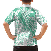 Polynesian Tiare Flower Cyan Pastel Vibes Family Matching Tank Maxi Dress and Hawaiian Shirt