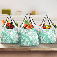 Polynesian Tiare Flower Cyan Pastel Vibes Grocery Bag LT14 3-pack One Size Cyan - Polynesian Pride