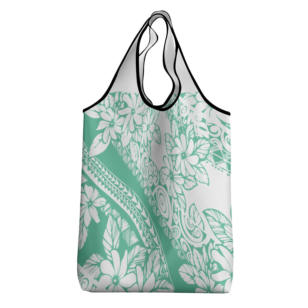 Polynesian Tiare Flower Cyan Pastel Vibes Grocery Bag LT14 - Polynesian Pride