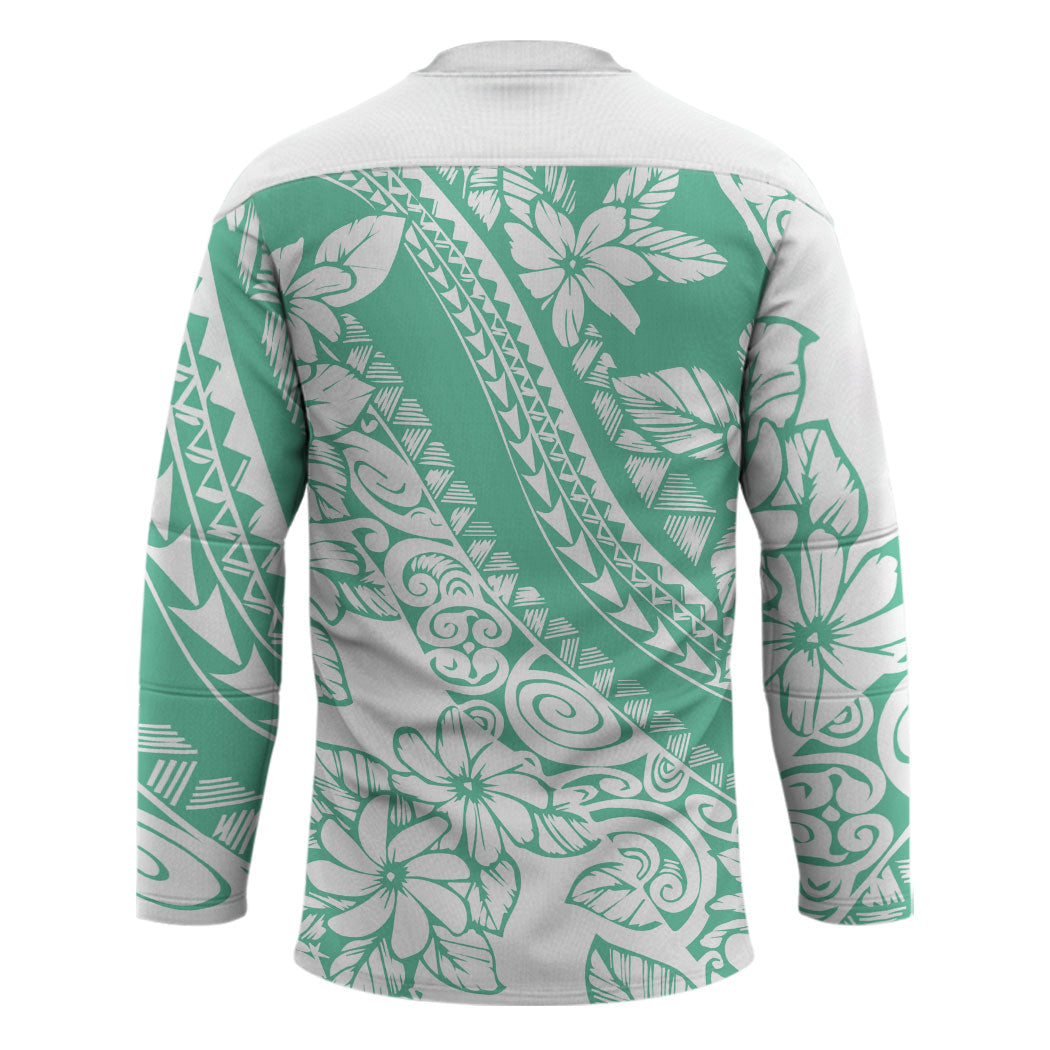 Polynesian Tiare Flower Cyan Pastel Vibes Hockey Jersey LT14 - Polynesian Pride