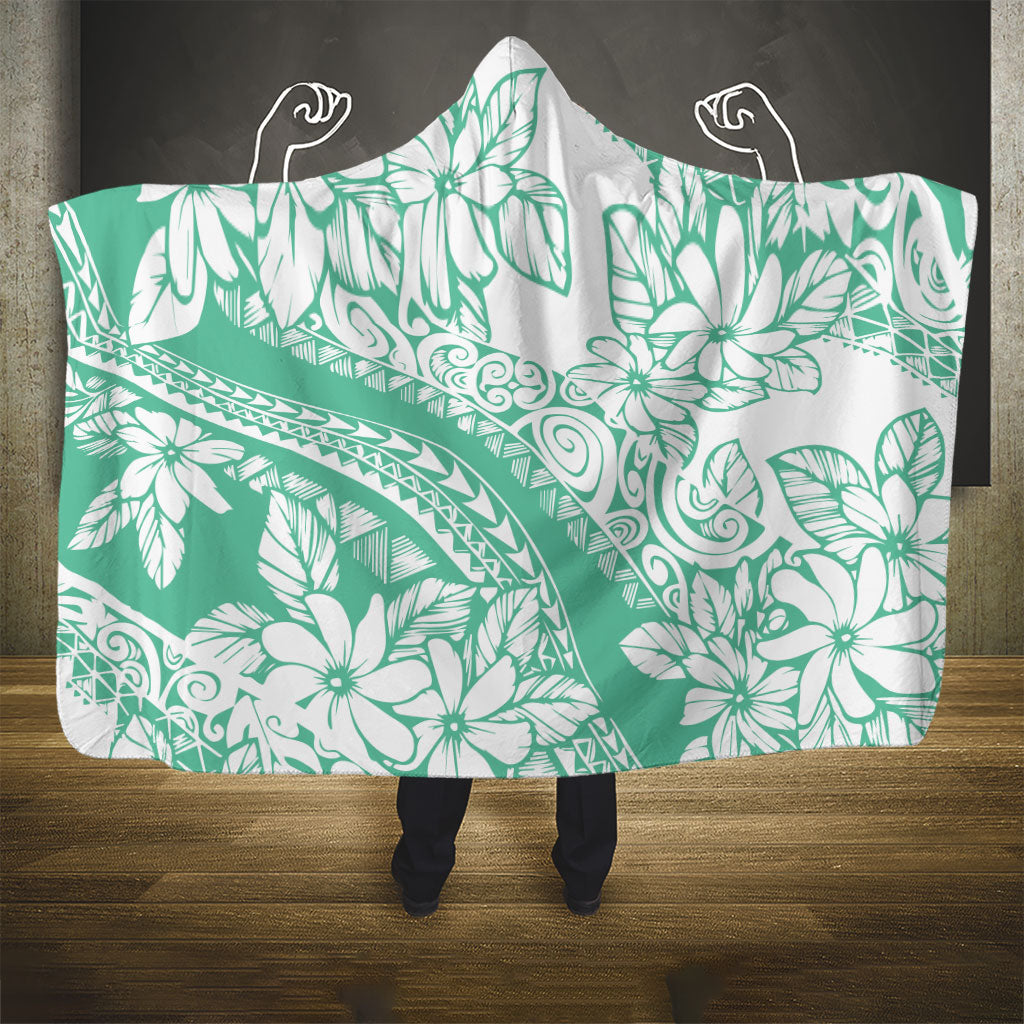 Polynesian Tiare Flower Cyan Pastel Vibes Hooded Blanket LT14 - Polynesian Pride