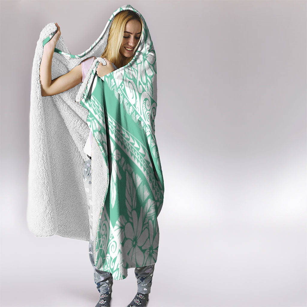 Polynesian Tiare Flower Cyan Pastel Vibes Hooded Blanket LT14 - Polynesian Pride