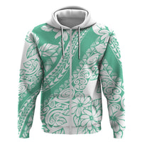 Polynesian Tiare Flower Cyan Pastel Vibes Hoodie LT14 Zip Hoodie Cyan - Polynesian Pride