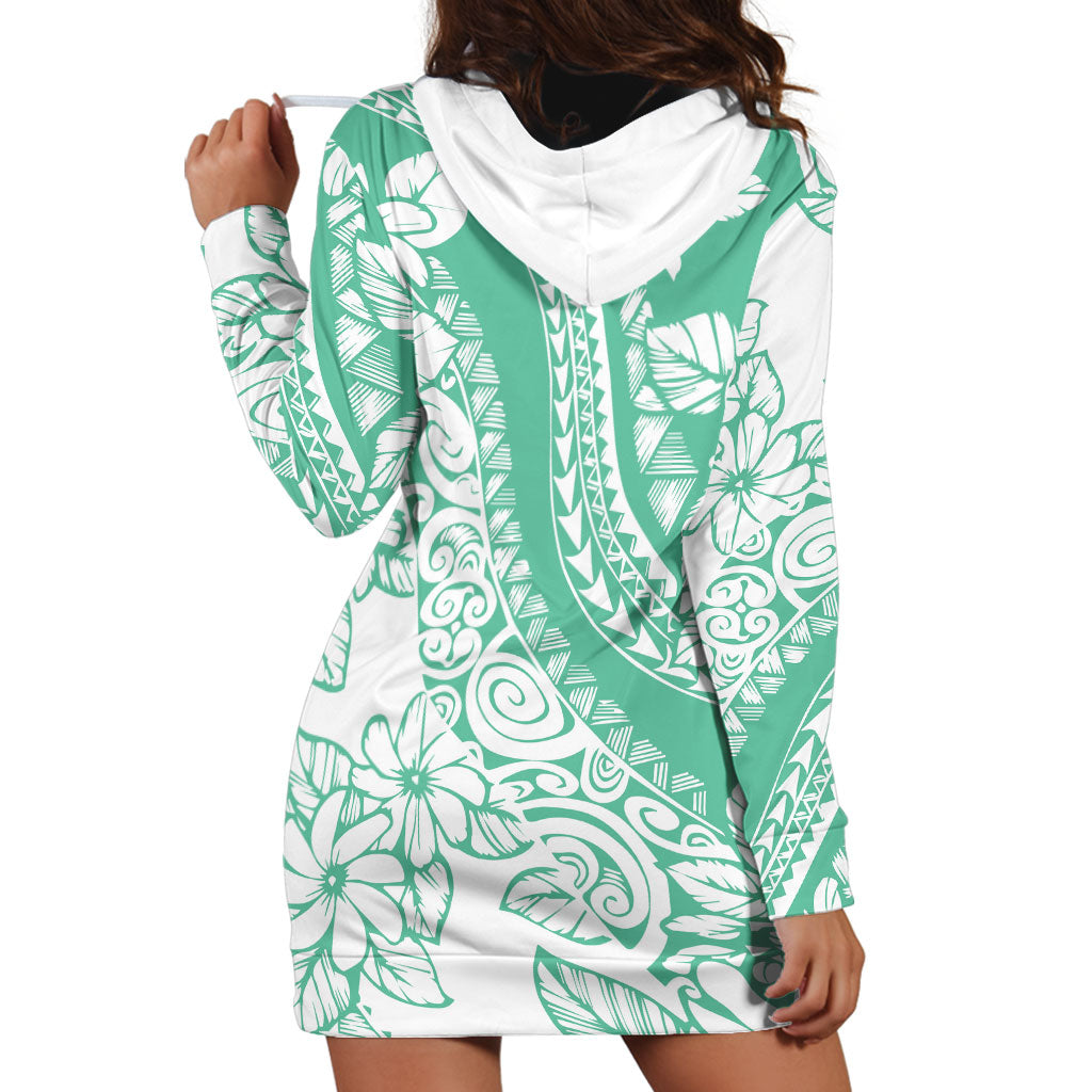 Polynesian Tiare Flower Cyan Pastel Vibes Hoodie Dress LT14 - Polynesian Pride