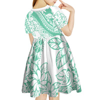 Polynesian Tiare Flower Cyan Pastel Vibes Kid Short Sleeve Dress LT14 - Polynesian Pride