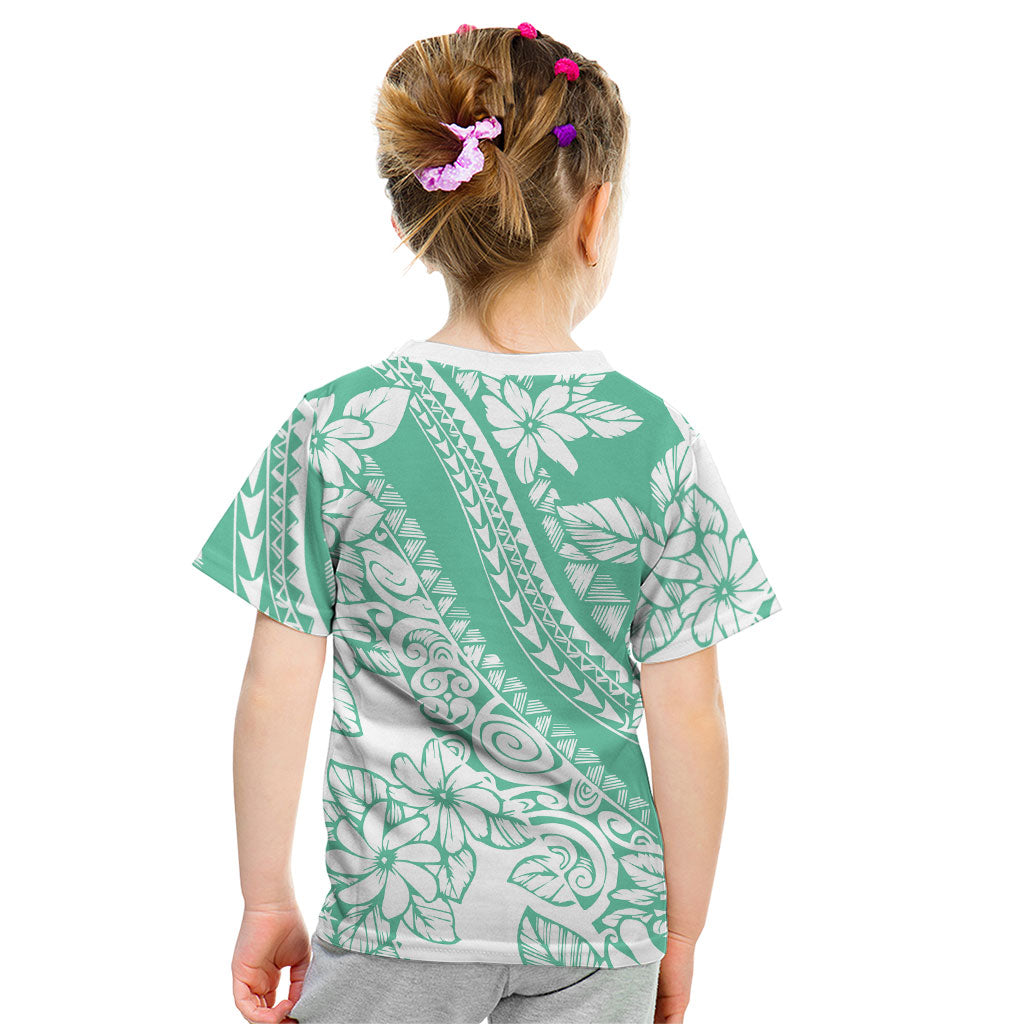 Polynesian Tiare Flower Cyan Pastel Vibes Kid T Shirt LT14 - Polynesian Pride