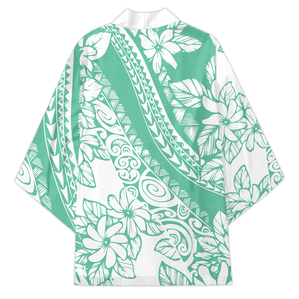 Polynesian Tiare Flower Cyan Pastel Vibes Kimono LT14 - Polynesian Pride