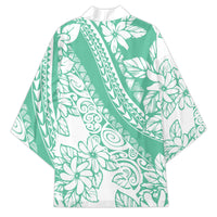 Polynesian Tiare Flower Cyan Pastel Vibes Kimono LT14 - Polynesian Pride