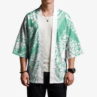 Polynesian Tiare Flower Cyan Pastel Vibes Kimono LT14 - Polynesian Pride