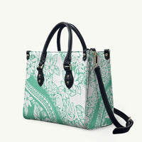 Polynesian Tiare Flower Cyan Pastel Vibes Leather Bag LT14 Cyan - Polynesian Pride