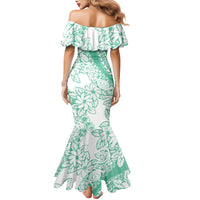 Polynesian Tiare Flower Cyan Pastel Vibes Mermaid Dress LT14 - Polynesian Pride