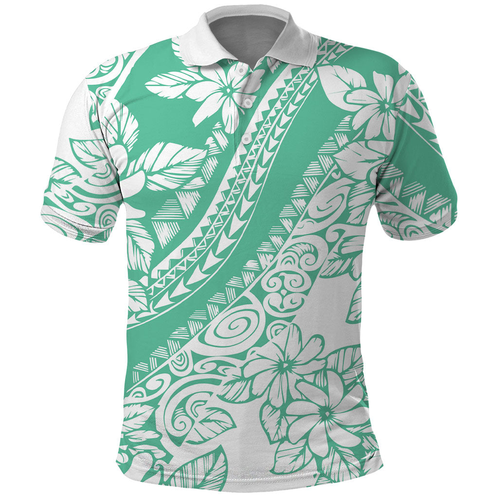 Polynesian Tiare Flower Cyan Pastel Vibes Polo Shirt LT14 Cyan - Polynesian Pride