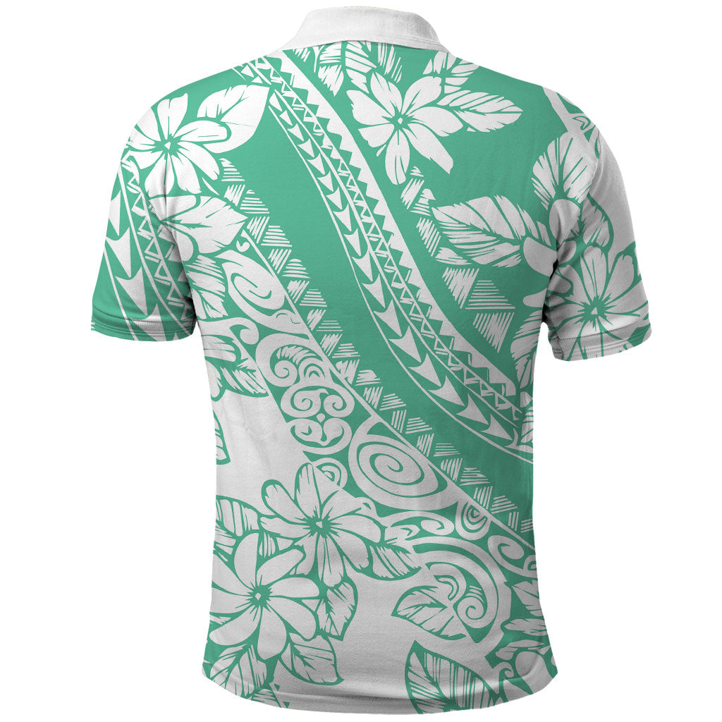 Polynesian Tiare Flower Cyan Pastel Vibes Polo Shirt LT14 - Polynesian Pride